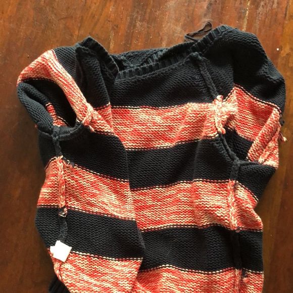 American Eagle navy and white/ red 100% cotton sweater sz XLarge/wide scoop neck - Picture 10 of 16